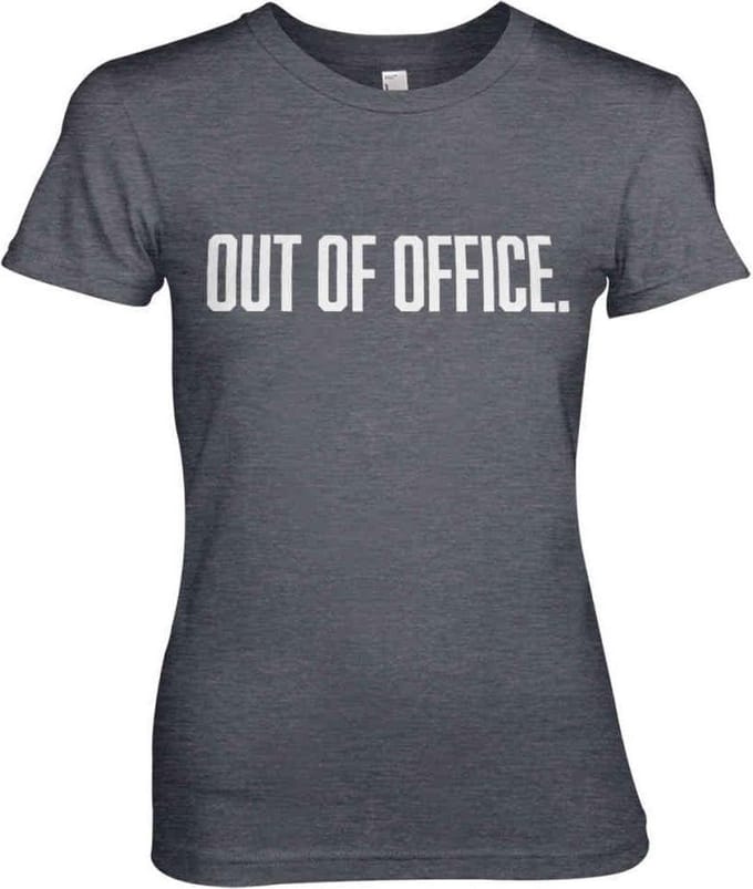 Dames Fun Tshirt -M- OUT OF OFFICE Grijs