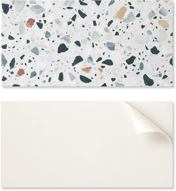 Zelfklevend vinylpaneel met print, 120x60 cm, steenpatroon met deeltjes.