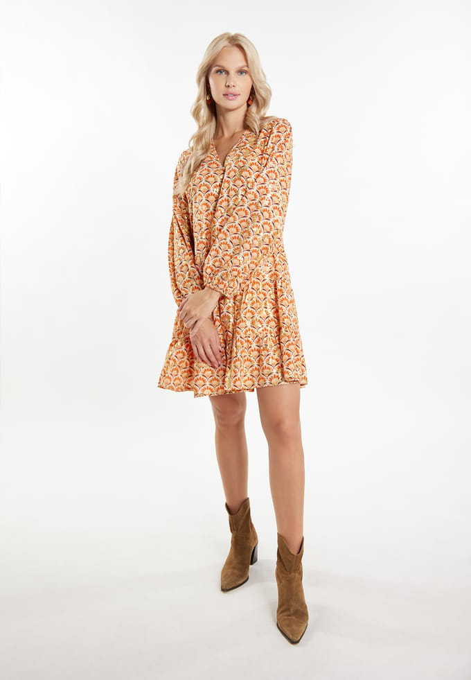 IZIA Jurk Dames Wol Wit Veelkleurig