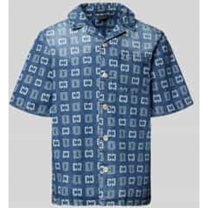relaxed fit vrijetijdsoverhemd in denimlook met all-over logoprint