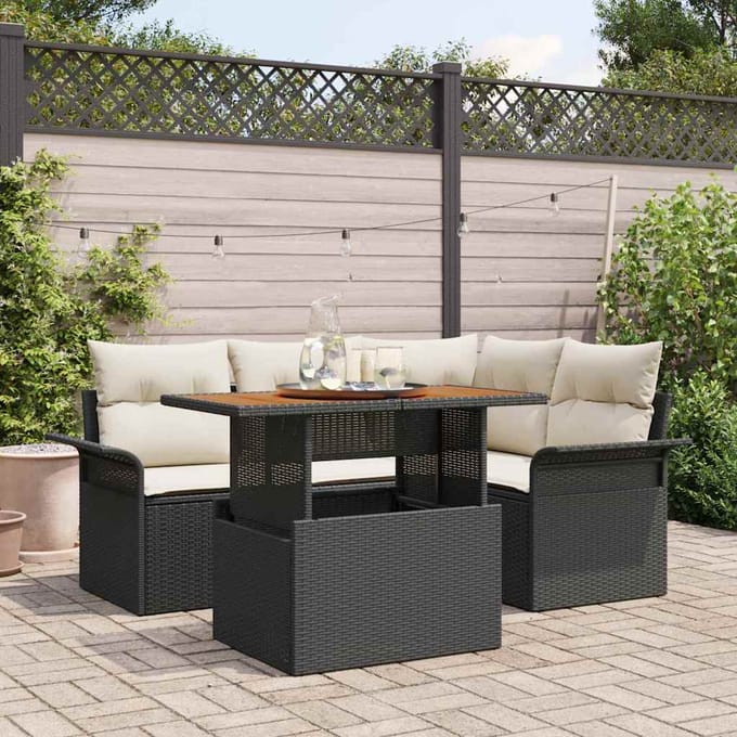 vidaXL - Tuinbank - Set - 5 - st - Zwart - en - crème