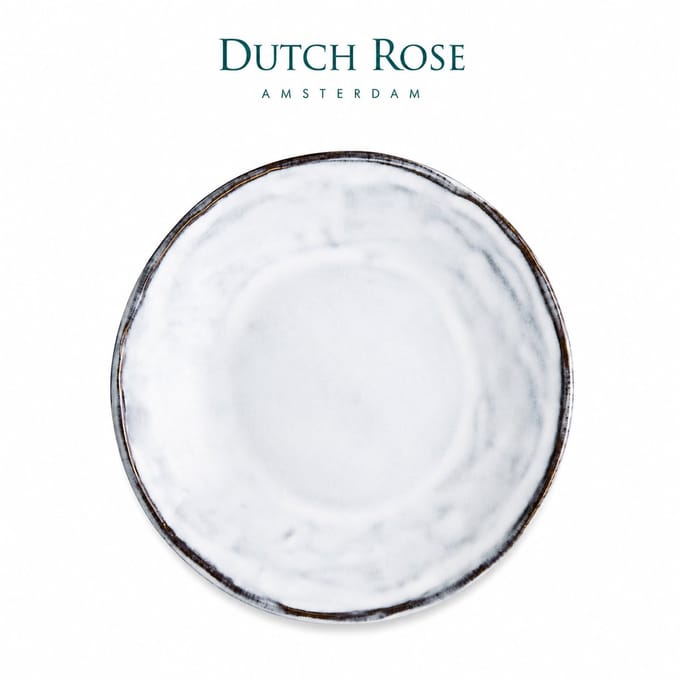 Dutch Rose Organic Borden - Plat - Ø 17cm - Stoneware Handgemaakt - Blauw