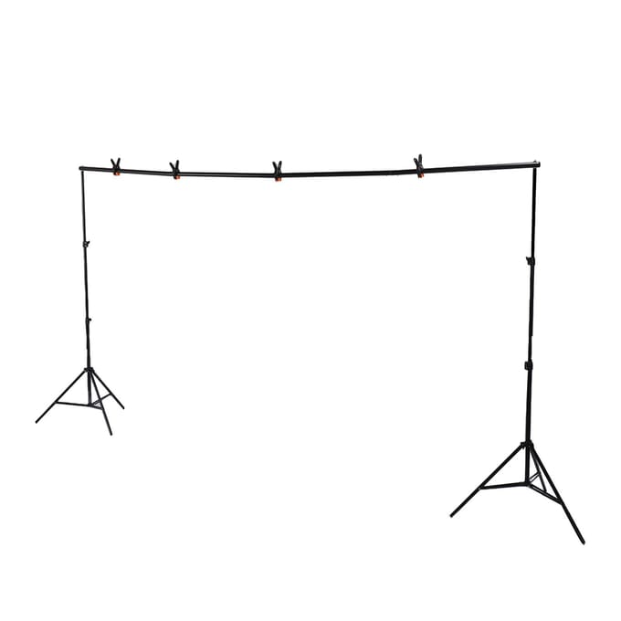 Verstelbare Fotobackdrop Stand Fotografie Achtergrond Ondersteuningssysteem Kit met Draagtas Clips black
