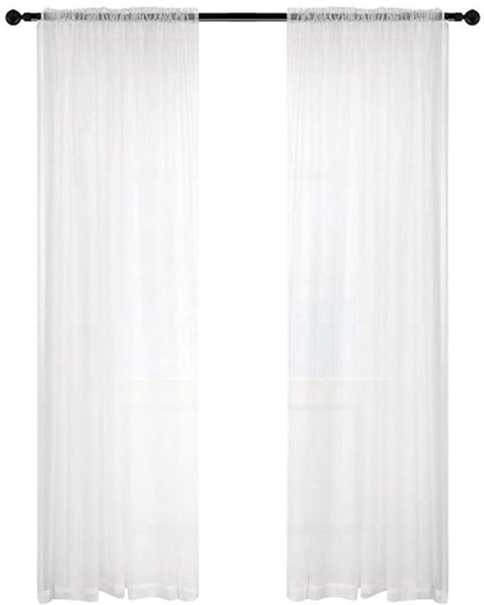 2 Panelen - Wit - Semi Sheer Gordijnen - Linnen Look - 137 x 213 cm