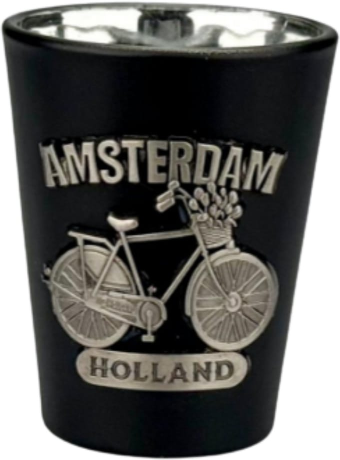 Shotglas - Amsterdam Fiets Metaal - Zwart-Zilver
