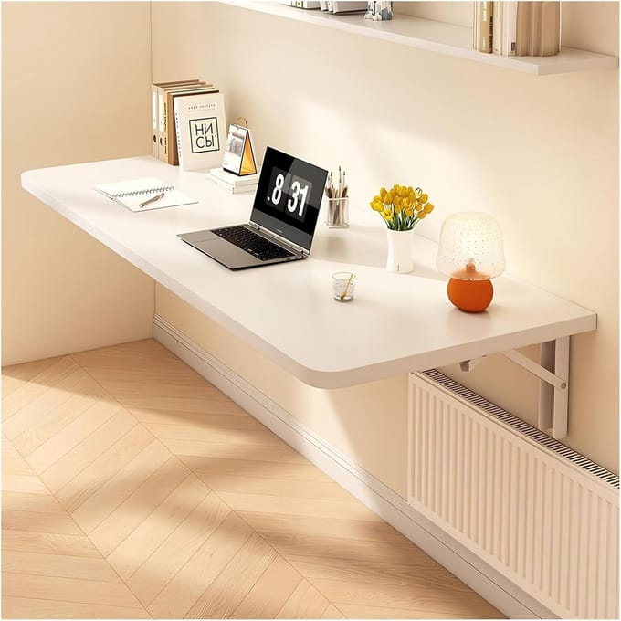 Opvouwbaar Bureau - Wandbureau Klaptafel - Thuiswerken Compact - Ruimtebesparend Ontwerp - 80 x 30 cm - Wit