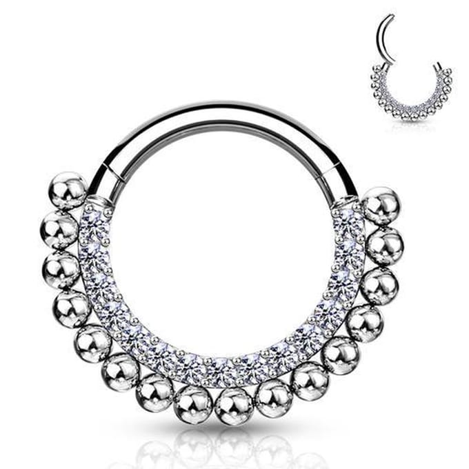 Piercing PVD Balls gemmed 1.2x8 - zilver - LMPiercings