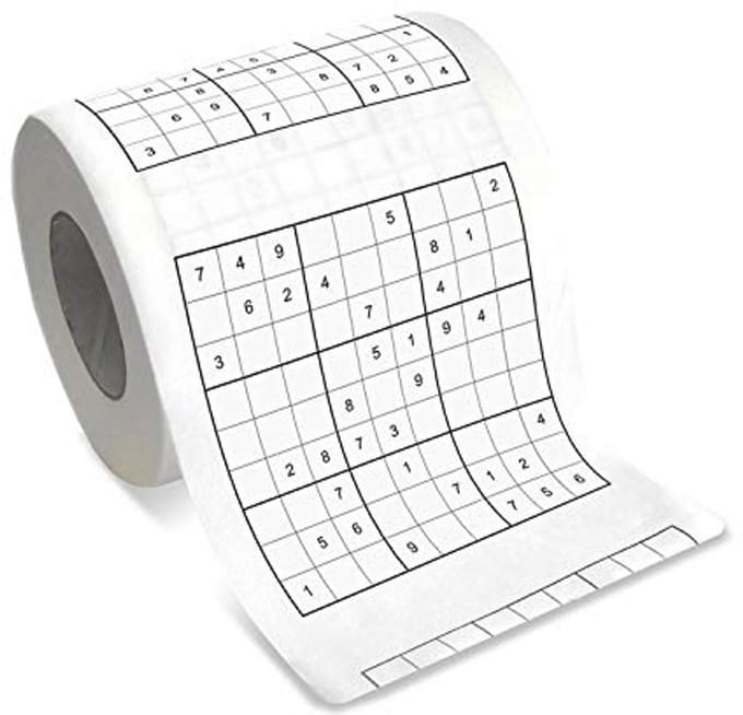 Sudoku Toiletpapier - Puzzel WC Papier - Ontspanning Thuis - Sudoku Print - 200 Vellen - Wit