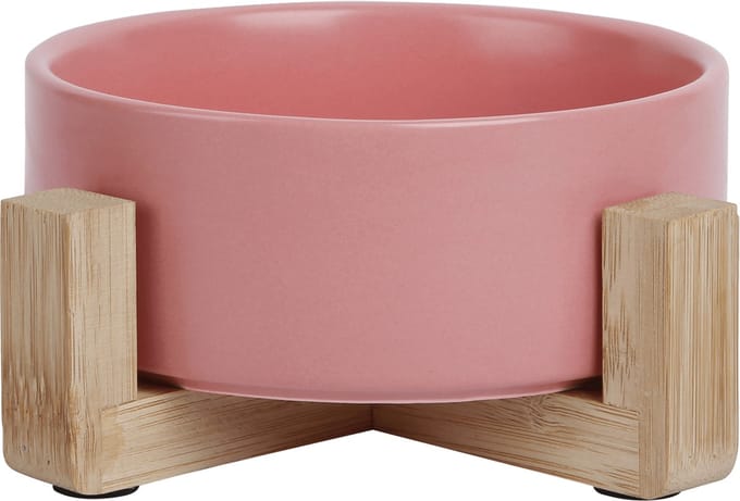 Jack & Vanilla Keramische Voerbak Bamboe Standaard Roze 850ml