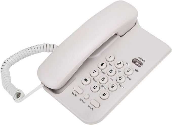 Vaste Telefoon - Grote Knop Telefoon - Thuis Kantoor - Handsfree Bellen - 19cm Breed - Wit