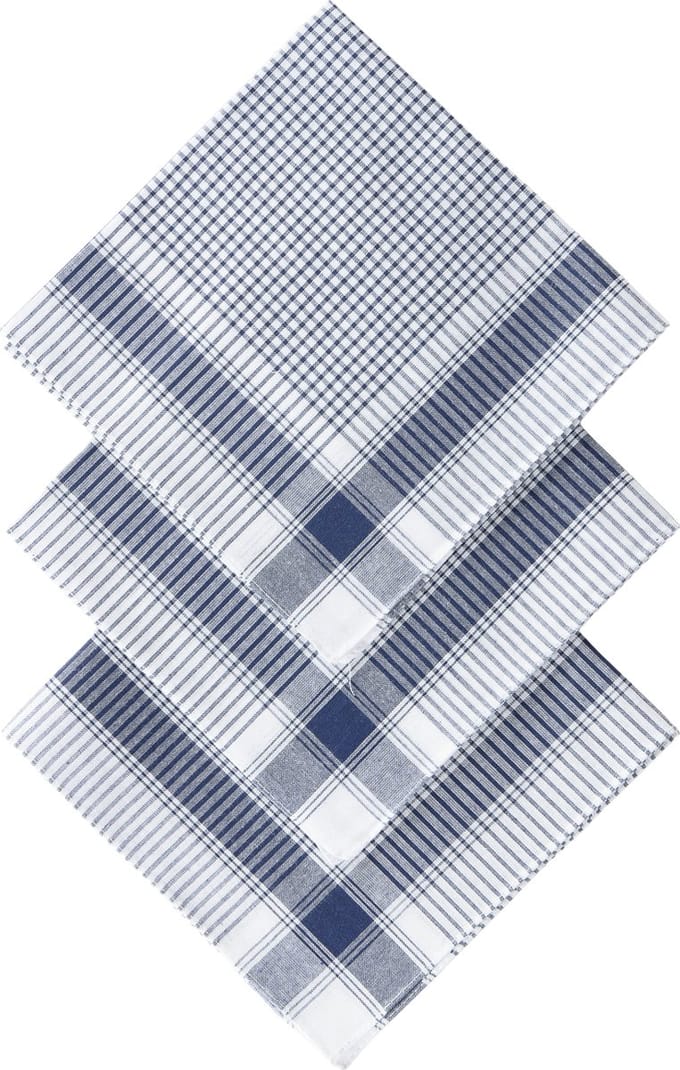 D&L Heren Zakdoeken - Blauw - 12 Stuks - Katoen