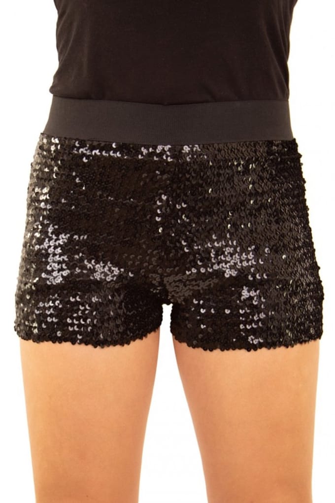 Hotpants met pailletten zwart maat L/XL