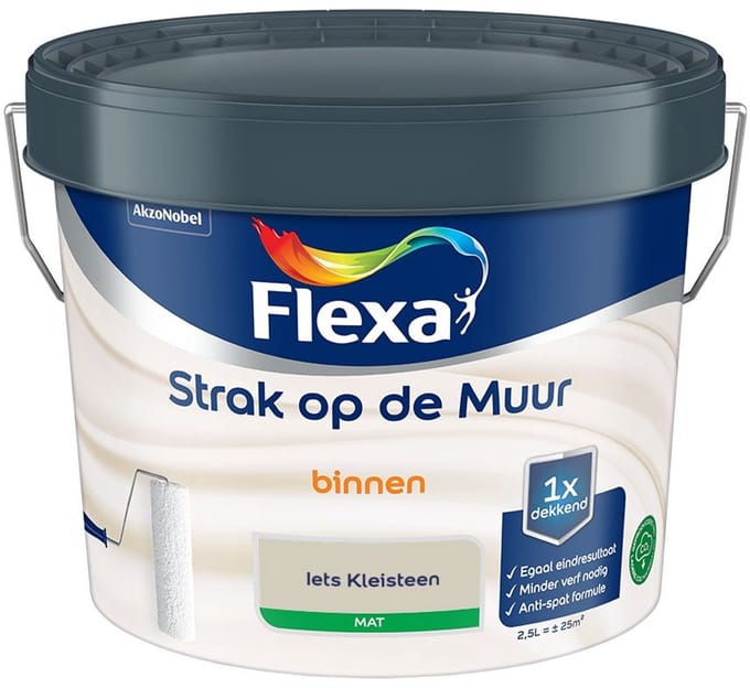 Flexa - Strak Op De Muur Binnen Mat - Iets Kleisteen - Mengverf - 2,5 L