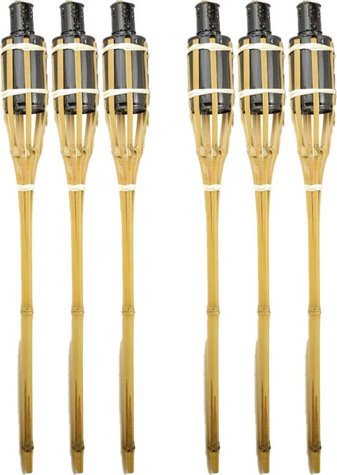 Cozy & Trendy Tuinfakkels - 6x - met oliehouder - bamboe - 60 cm