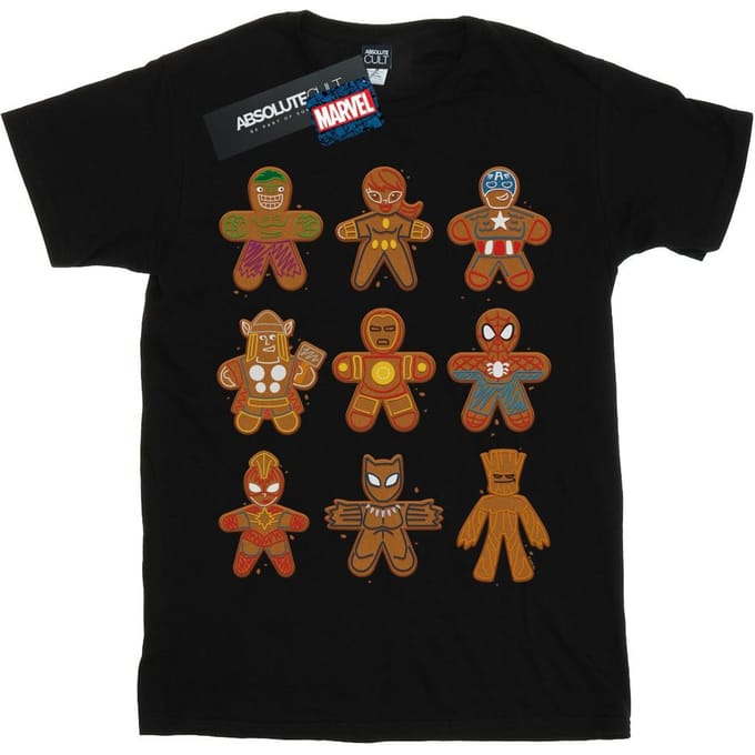 Marvel Heren Avengers Kerstmis Peperkoek T-Shirt (Zwart)