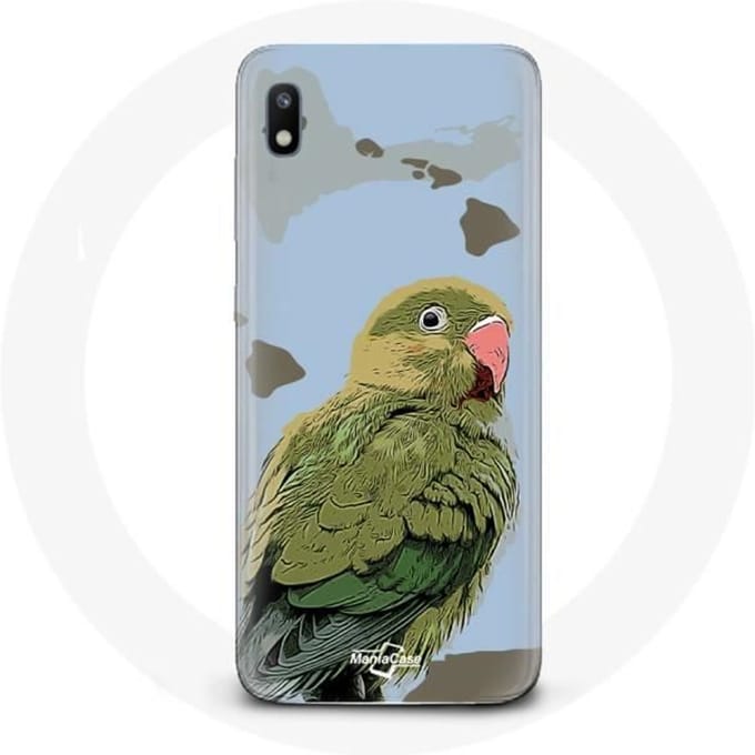 Coque - Samsung - Galaxy A10 - Souple - Perruches Oiseaux - Vert vert