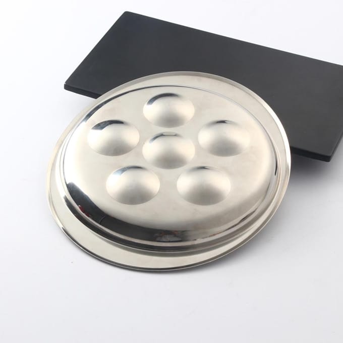 RVS Slakkenbordset Escargot Eetset 6 Compartimenten Slakkenborden met Tang en Vork white