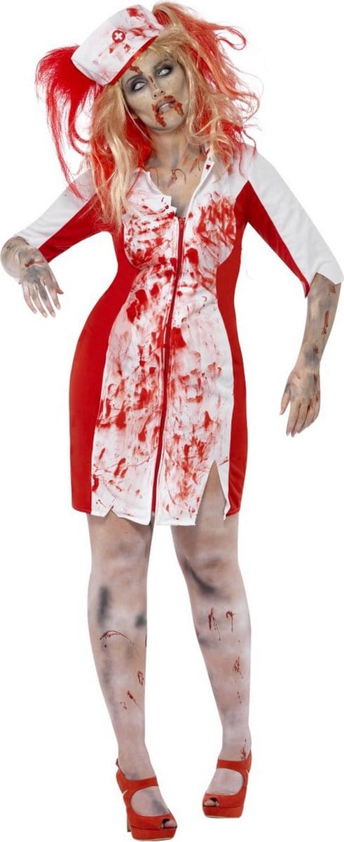 Smiffys - Curves Zombie Nurse Kostuum - 3XL - Wit