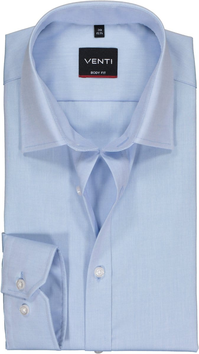 Venti - Heren Overhemd - Poplin - Strijkvrij - Slimfit - Lichtblauw