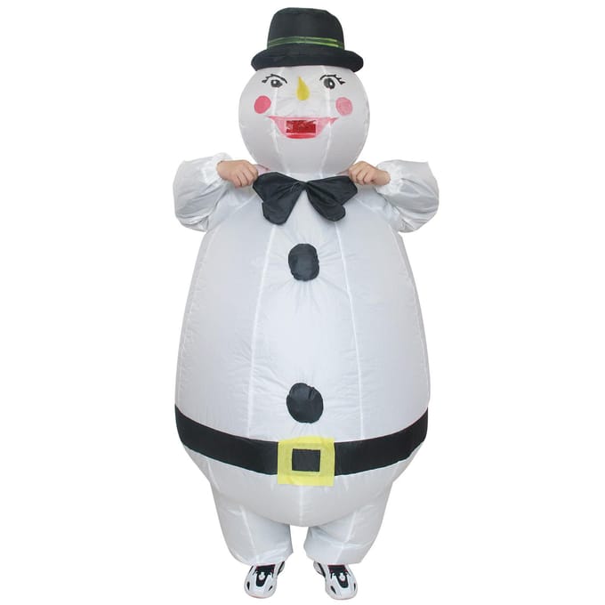 Opblaasbaar Kostuum Meneer Sneeuwpop, Volwassene 150-190cm wit