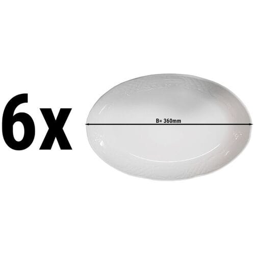 GGM Gastro (6 Stück) CLASSICO - Platte/ Teller - oval - Länge: 360mm - Weiß