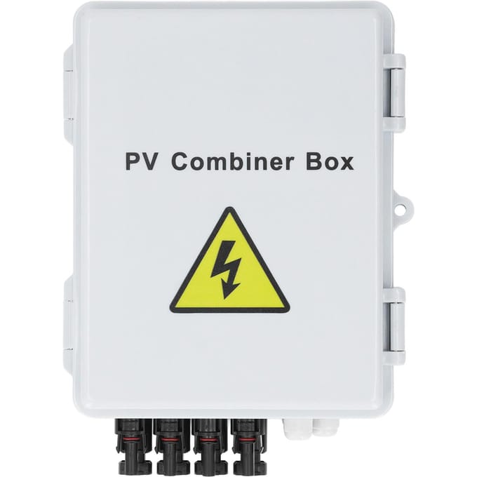 PV Combiner Box 4 String Waterproof 10AWG DC Solar Combiner Box with 15A Fuse 63A Circuit Breaker