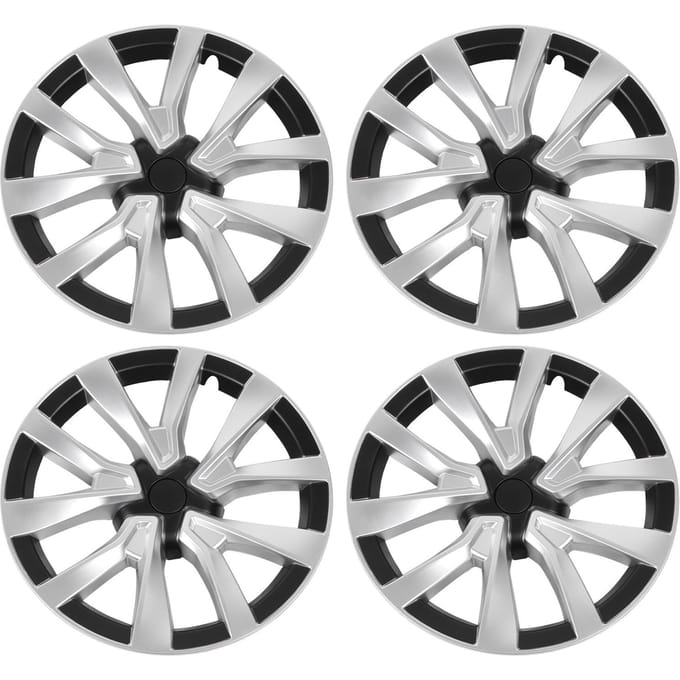 4 STUKS 18 inch Wielnaafdop Volledige Wrapping Wielnaafkap Sierstrip Vervanging voor Tesla Model 3 2017 tot gray