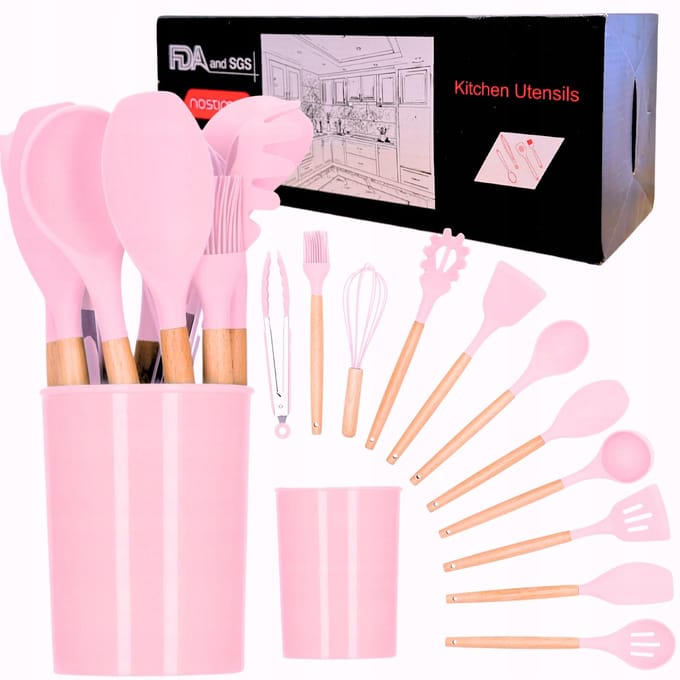 Keuken Accessoires Set Keukengerei 12St. Siliconen Bamboe Set