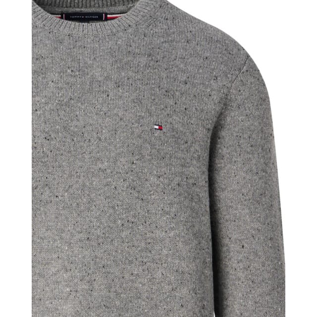 Ronde hals Tommy Hilfiger trui grijs lamswol
