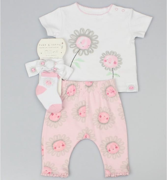 Pure & Soft - baby cadeauset / kledingset - 4-delig - maat 56