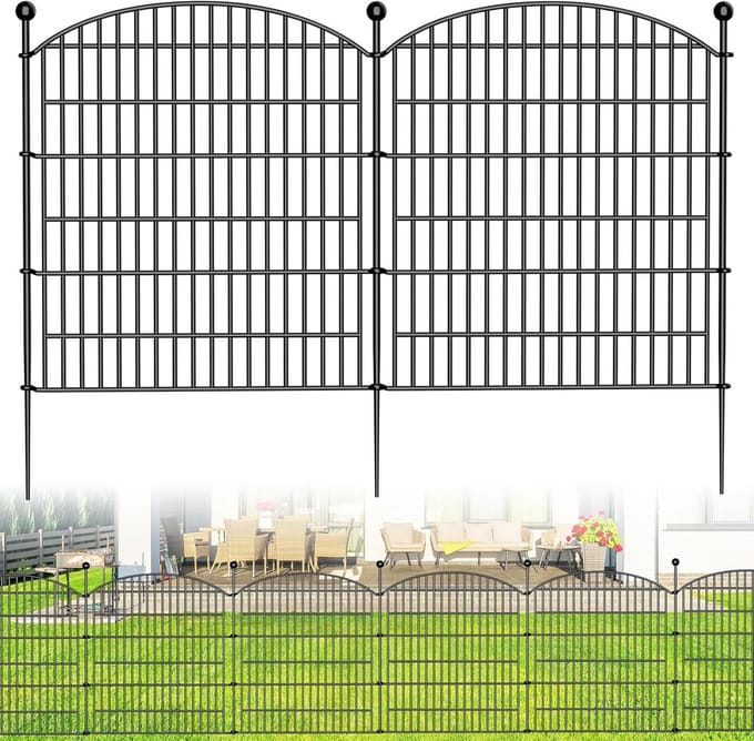 Decoratief Tuinhek - Dierenafscheiding - Bloembed Beschermen - Stevig Metaal - 10 Stuks - Zwart