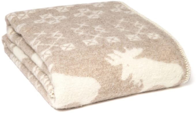 WOOOL Wollen Deken - REINDEER (Beige) - 130x200cm - Omkeerbaar