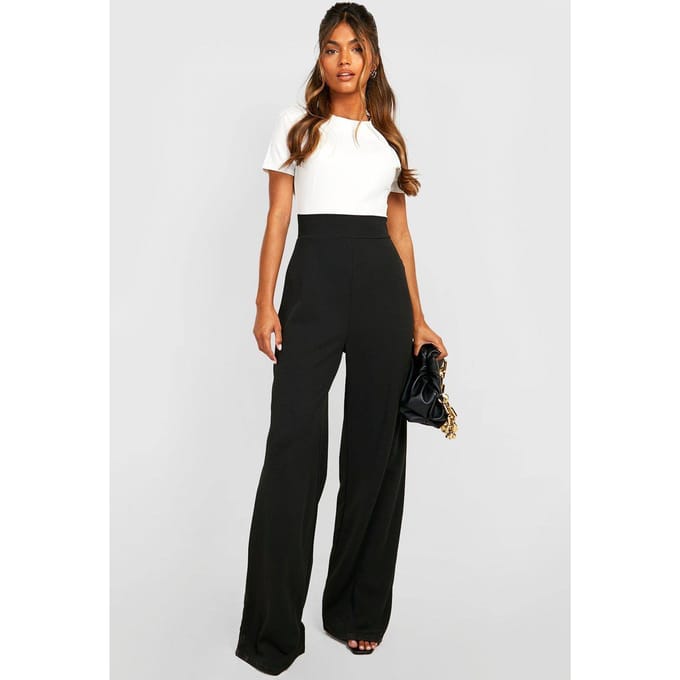 boohoo Dames Contrast Wide Leg Jumpsuit | Maat: 38