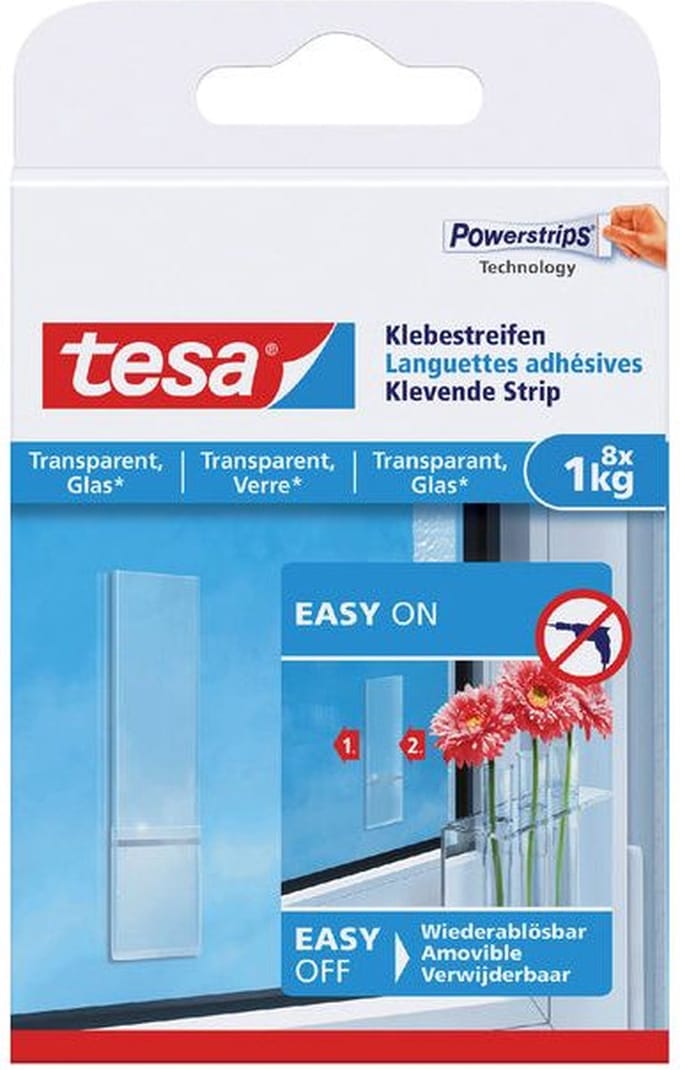 Dubbelzijdige powerstrip tesa transparant 1kg | 15 stuks
