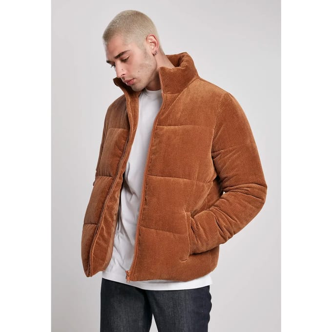 Urban Classics - Boxy Corduroy Puffer winterjas - S - Bruin