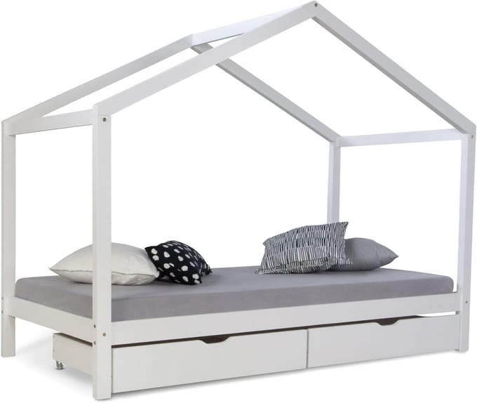 Homestyle4u Kinderbed - 90x200 cm - Huisbed - Wit