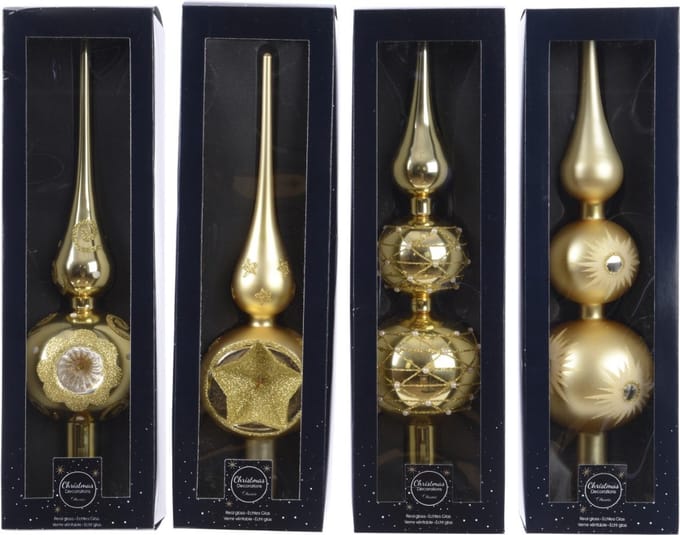 Decoris Piek glas groot Ø8x31cm licht goud (1 stuk) assorti