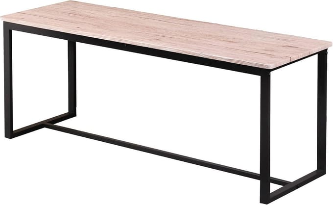 Industriële Eetbank met Metalen Structuur en Houtfineer – 120 x 35 cm