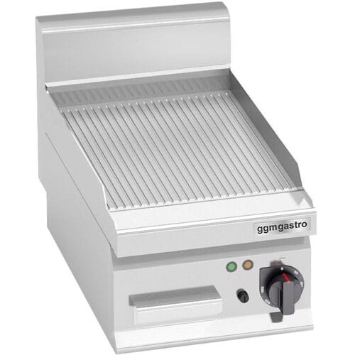 GGM Gastro Elektro Bratplatte - 4 kW - Gerillt Zilver