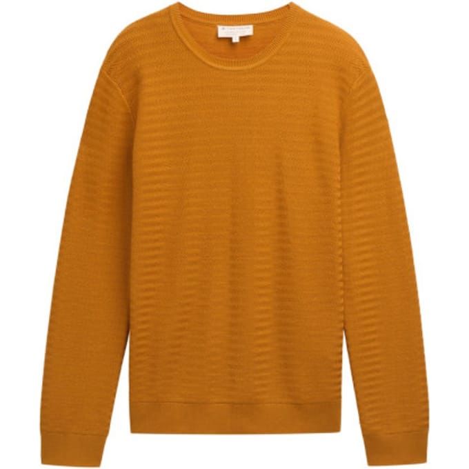 Tom Tailor Structure crewneck knit oker