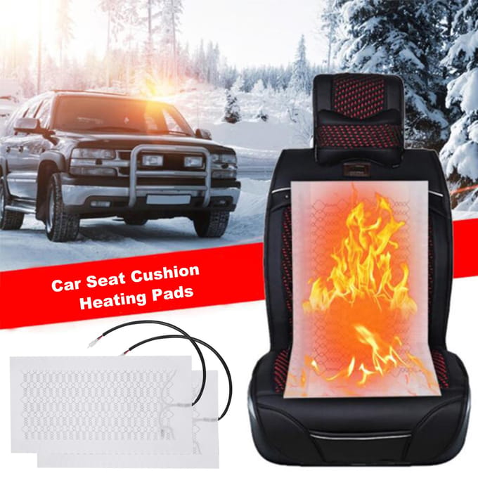 12V Koolstofvezel Stoelverwarmingsset Hoog met Laag Temperatuurschakelaar Stoelhoes Verwarmde Pad Verwarming white