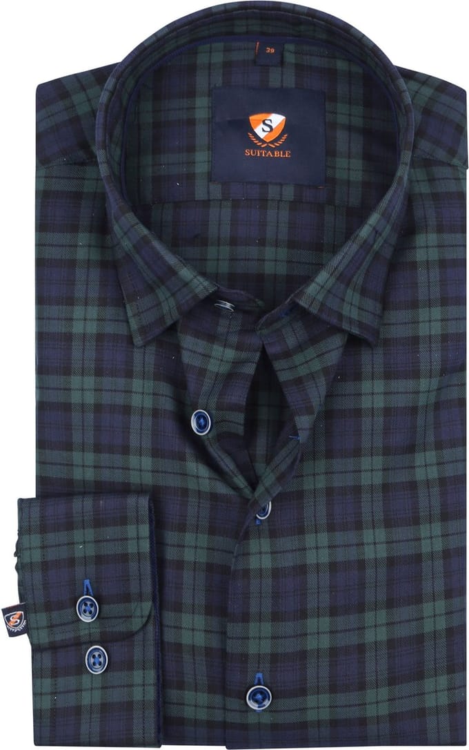 Suitable Overhemd Black Watch Ruiten - Maat 38 - Heren - Casual Shirt