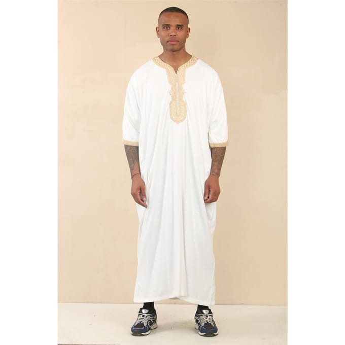 Heren witte Marokkaanse Thobe Jubba Robe Eid Djellaba Gandoura