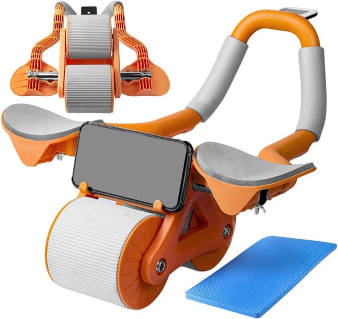 Buikspierroller - Buiktrainer Wieltje - Core Training - Automatische Terugslag - 45 cm - Oranje