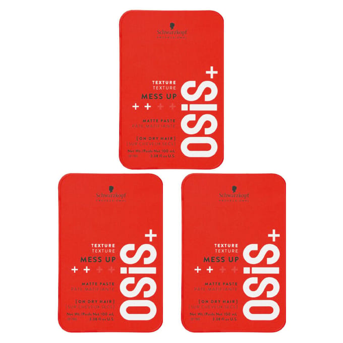 3x Schwarzkopf OSiS+ Mess Up Matte Paste 100ml