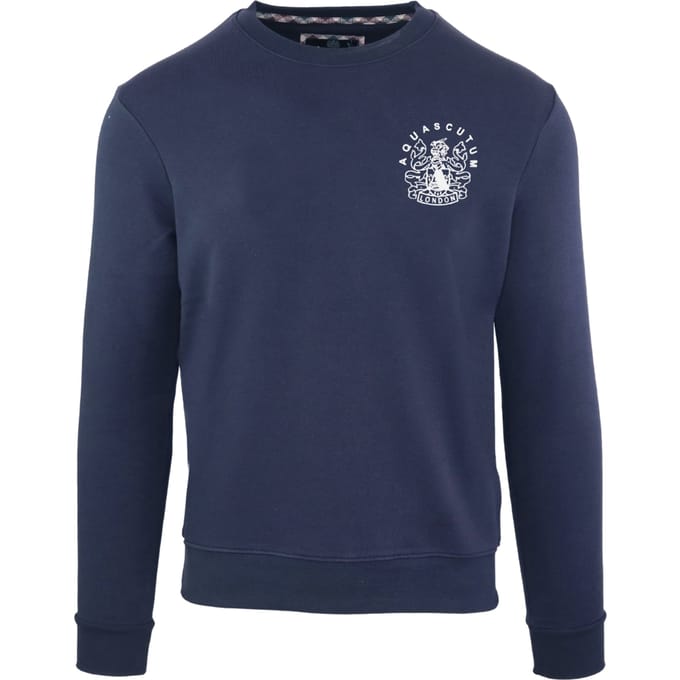 Aquascutum Aldis borstlogo marineblauw sweatshirt