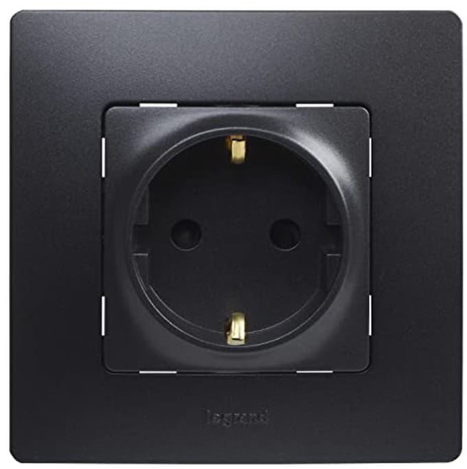 Monoblock Stopcontact 2P+T Enkel Zwart