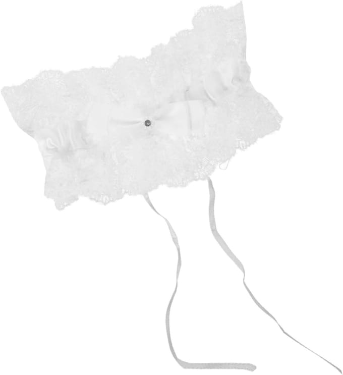 Bruid Kousenband - Beenring Kant - Bruiloft Accessoire - Met Strik Decoratie - 14 x 8 cm - Wit
