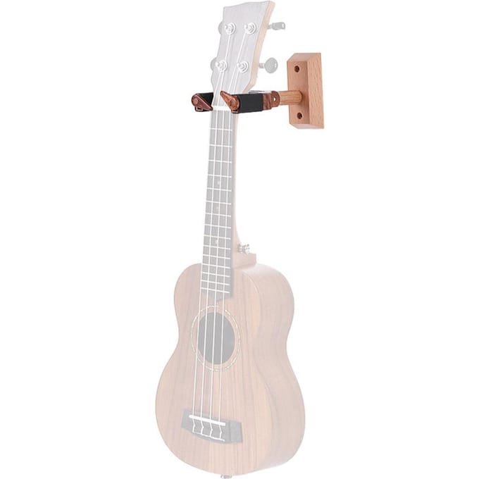 Wandmontage Ukelele Ukelele Uke Hanger Hook Holder Keeper Auto Grip System Rubberen kussen Houten basis white