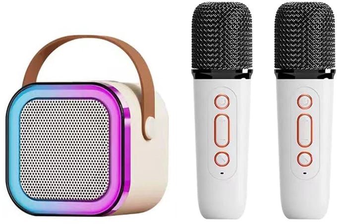 Dailygoods - Dailygoody - Mini-karaokemachine - Draadloze Microfoon - Draagbaar Systeem - Lichtgewicht - Thuisfeest - Premium Geluid - Geschikt voor Feestjes - Com